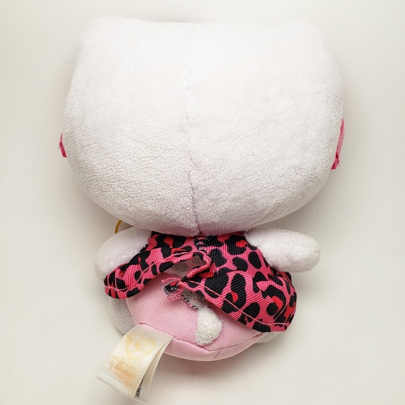 Ty Sanrio Hello Kitty Pink Glasses with Pink & Black Leopard Print Outfit Plush - Picture 6 of 10